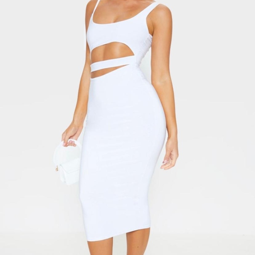Never wear white Slinky Cut Out Dress